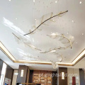 Lustre de luxo para decoração de interiores de lobby de hotel iluminação pendente de aço inoxidável cristal